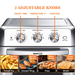 Stainless steel 1500W Air fryer toaster oven with 4 blades - Horizon Bliss