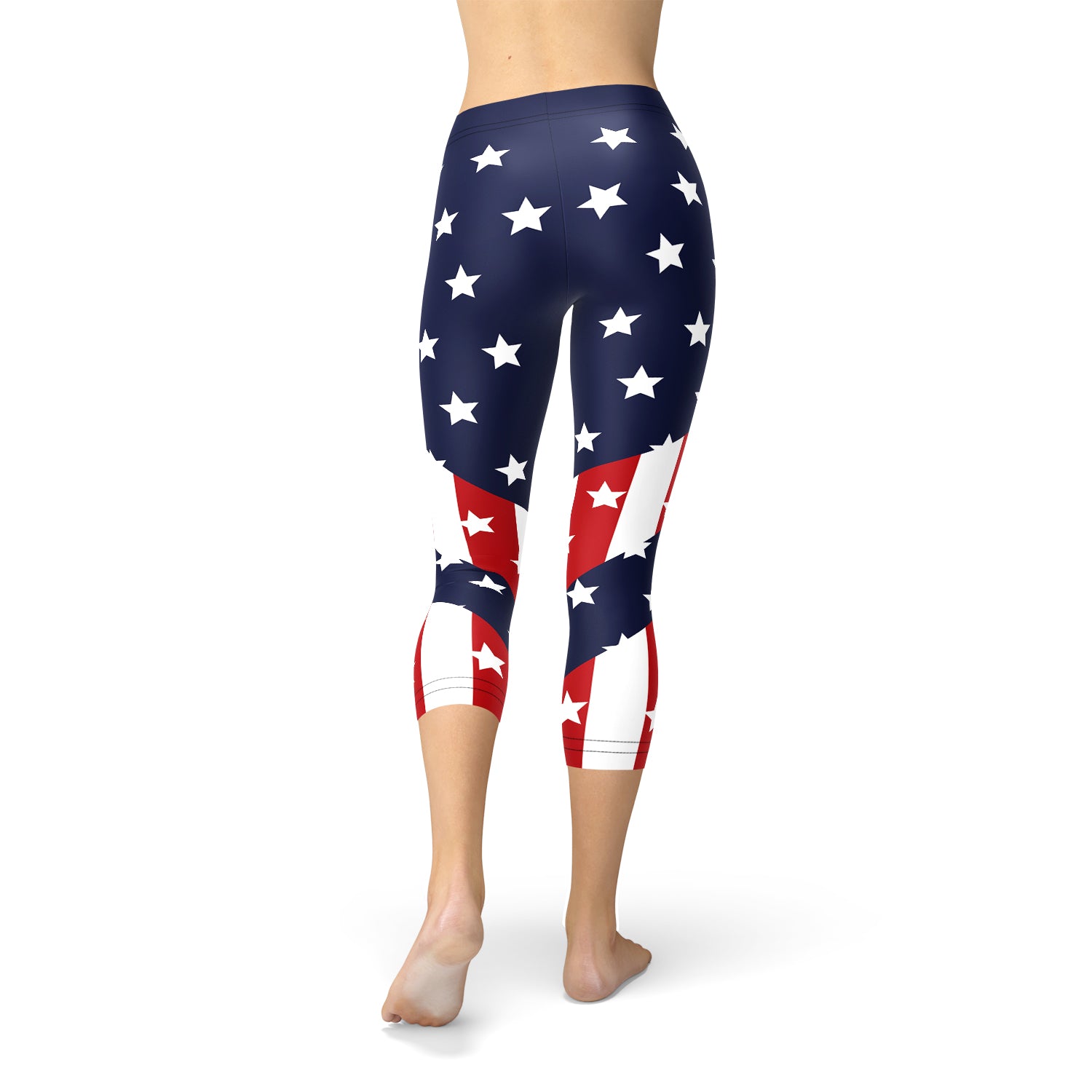 Womens American Flag Capri Leggings - Horizon Bliss