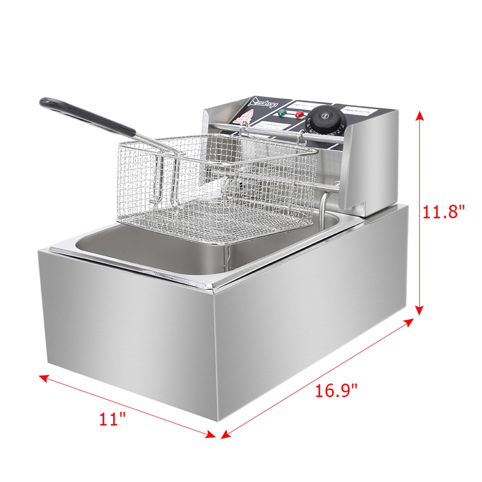 2500W MAX 110V 6L Stainless Steel Single Cylinder Electric Fryer - Horizon Bliss