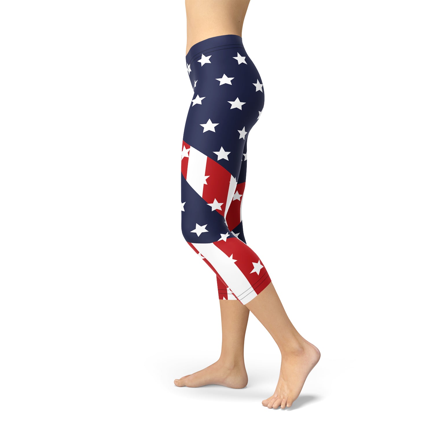 Womens American Flag Capri Leggings - Horizon Bliss