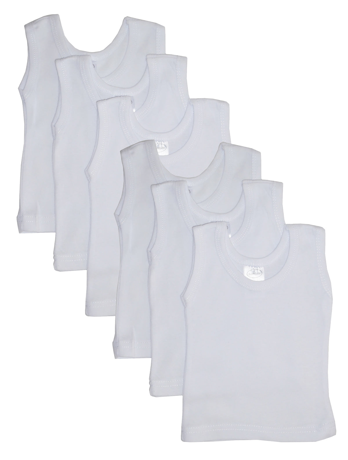 Bambini White Tank Top 6 Pack - Horizon Bliss