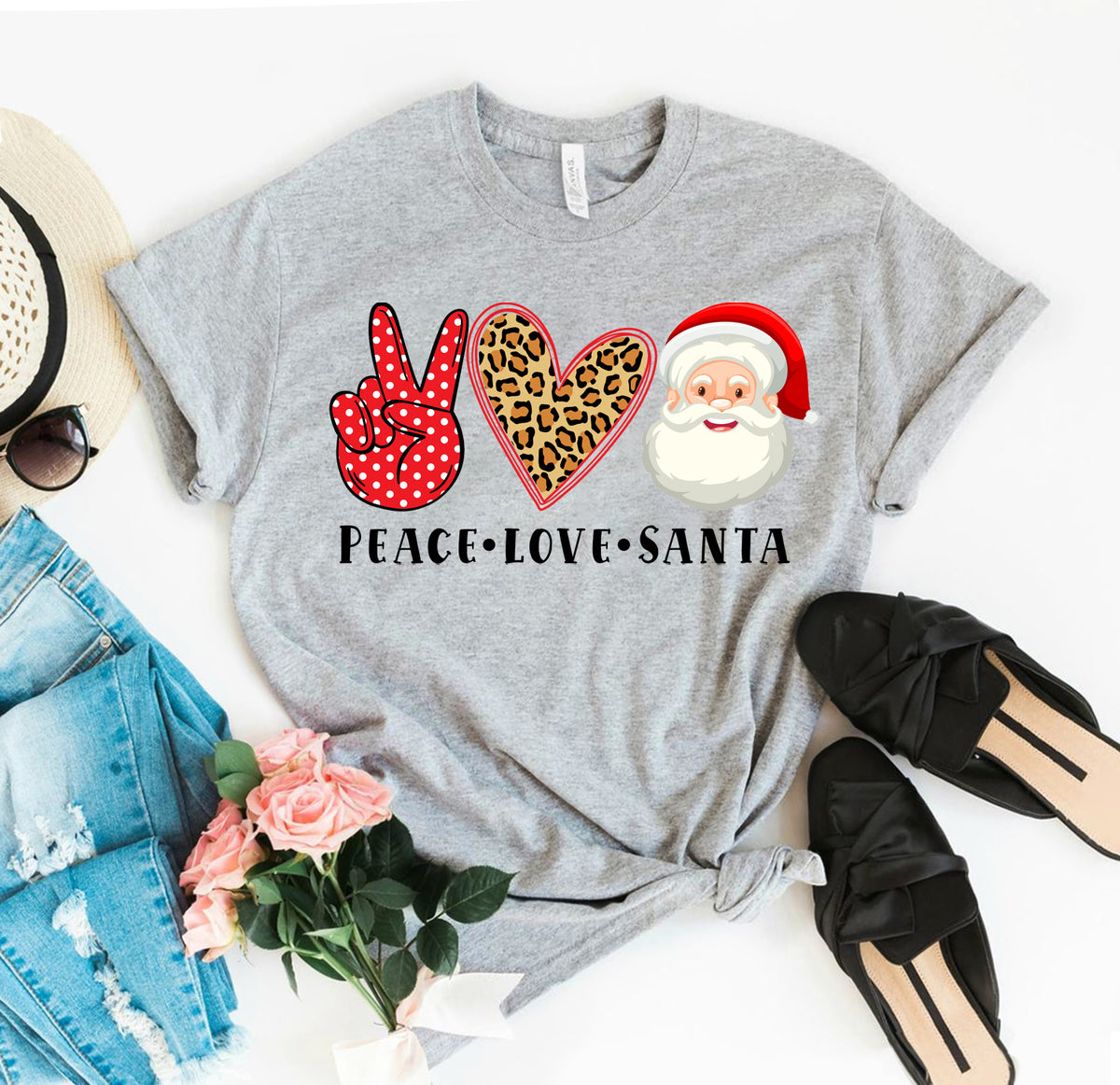 Peace Love Santa Christmas T-shirt