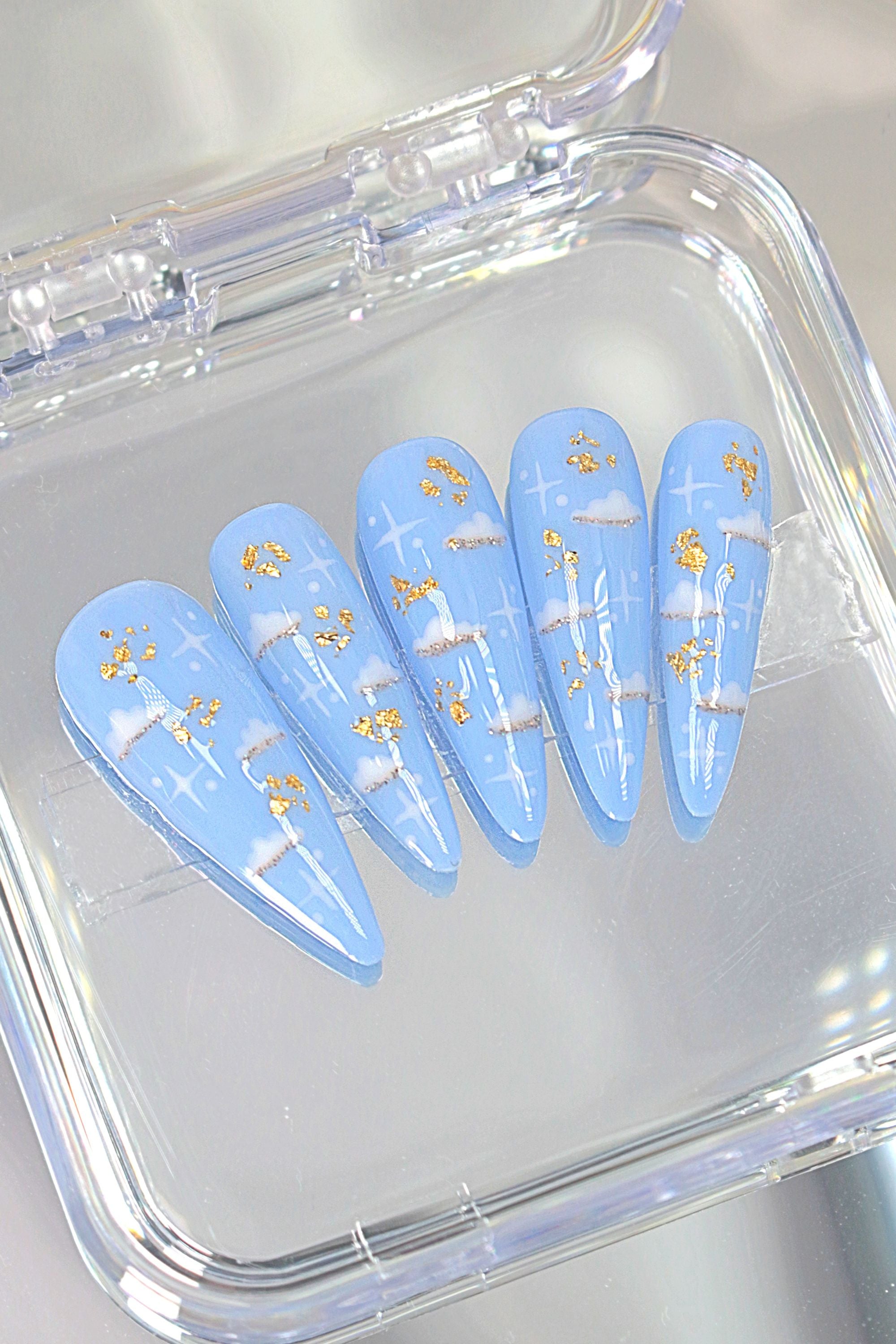 “Cloudy Sky”  Press On Nails Set - Horizon Bliss