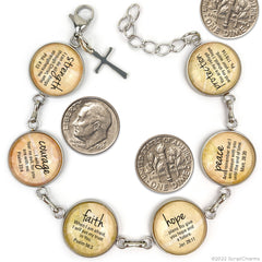 Proverbs 31 Woman Scripture Bracelet – Glass Charm Stainless Steel - Horizon Bliss