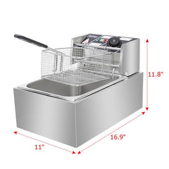 2500W MAX 110V 6.3QT/6L Stainless Steel Single Cylinder Electric Fryer - Horizon Bliss