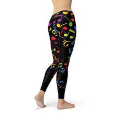 Womens Colorful Music Notes Leggings - Horizon Bliss