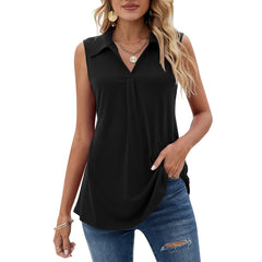 Mothers Day Gifts -Womens Summer Tank Loose Fit Causal Polo Shirts - Horizon Bliss