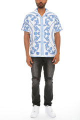 Mens Paisley Print Button Down Shirt - Horizon Bliss