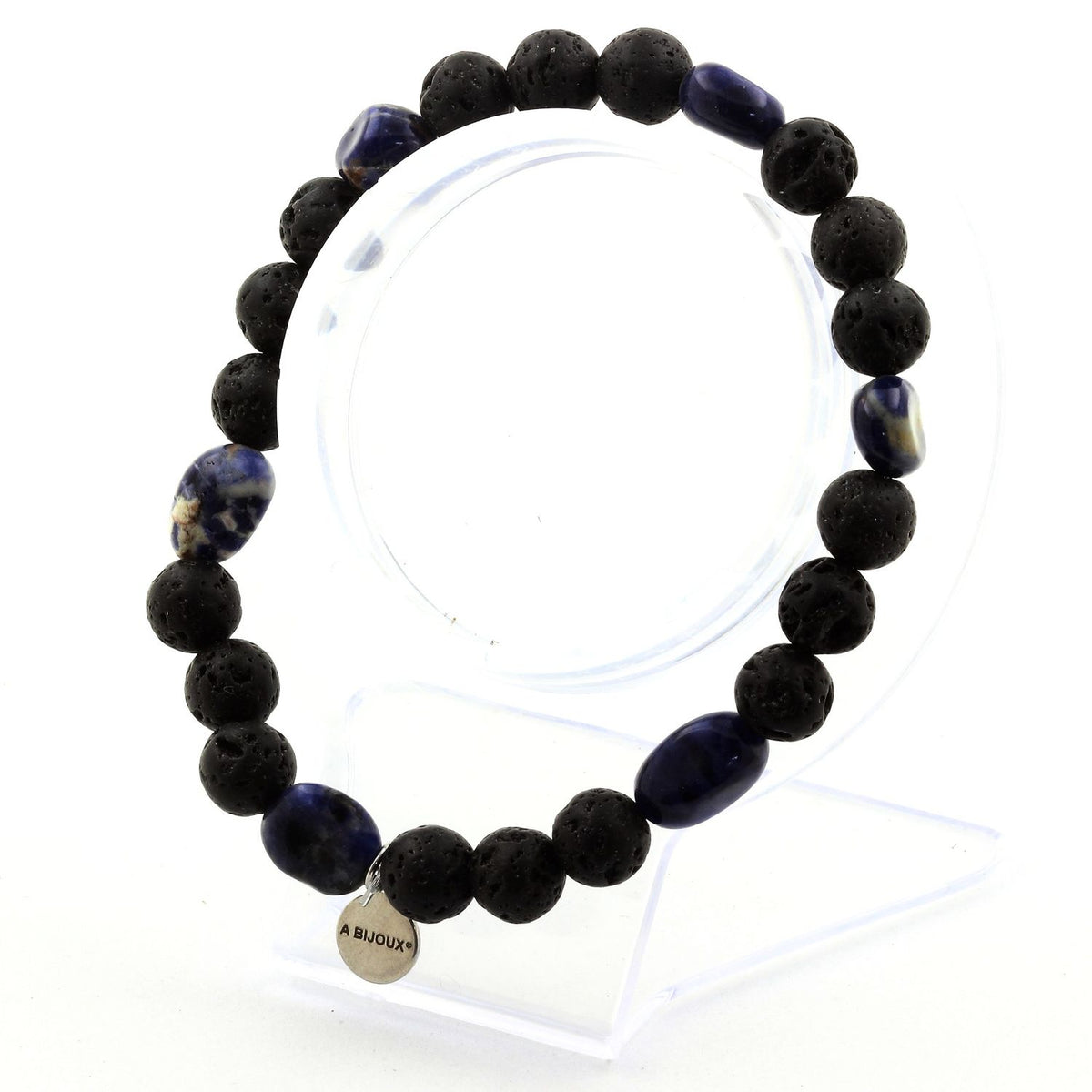 Sodalite from Brazil + Lava Bracelet 8 mm Beads. - Horizon Bliss