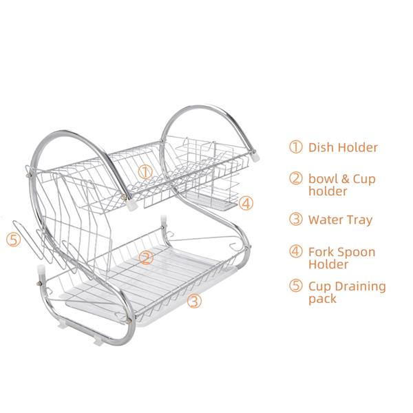 2 Layers Dish Organizer Storage Bowls Shelf for Home