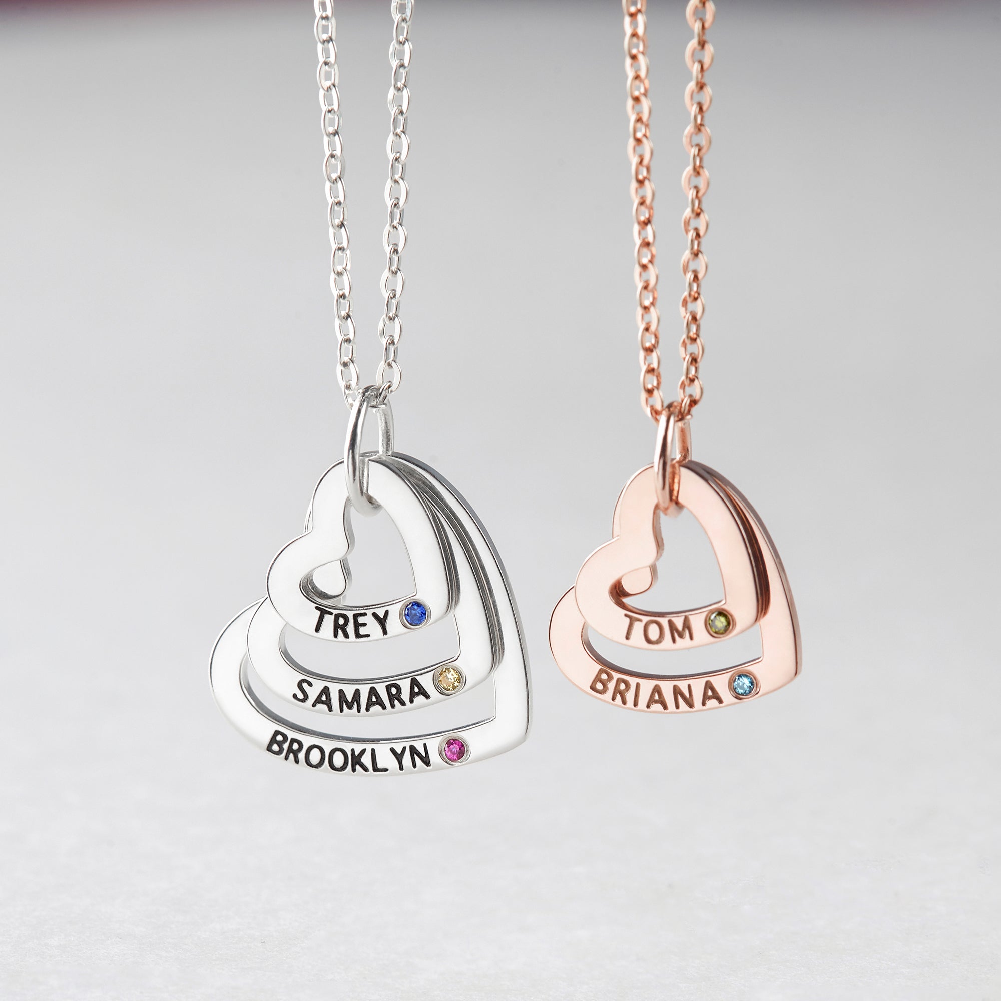 Mom Necklace With Birthstones, Kids Names Necklace, Heart Necklace - Horizon Bliss