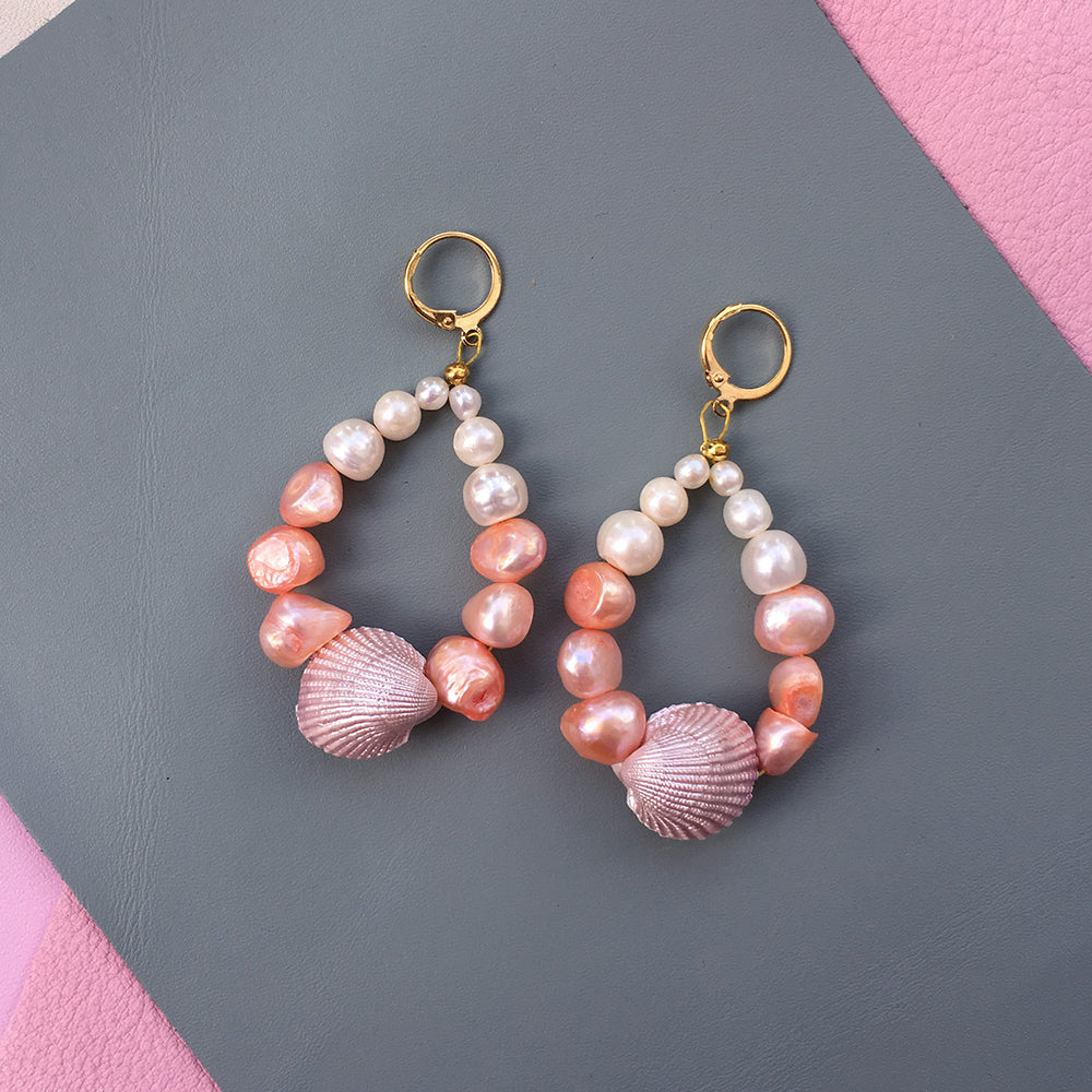 Candy Shell Pearl Earrings - Horizon Bliss