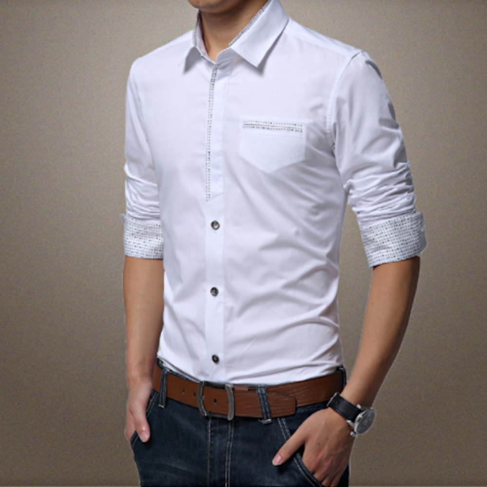 Mens Shirt with Contrasting Pocket and Cuff Details - Horizon Bliss