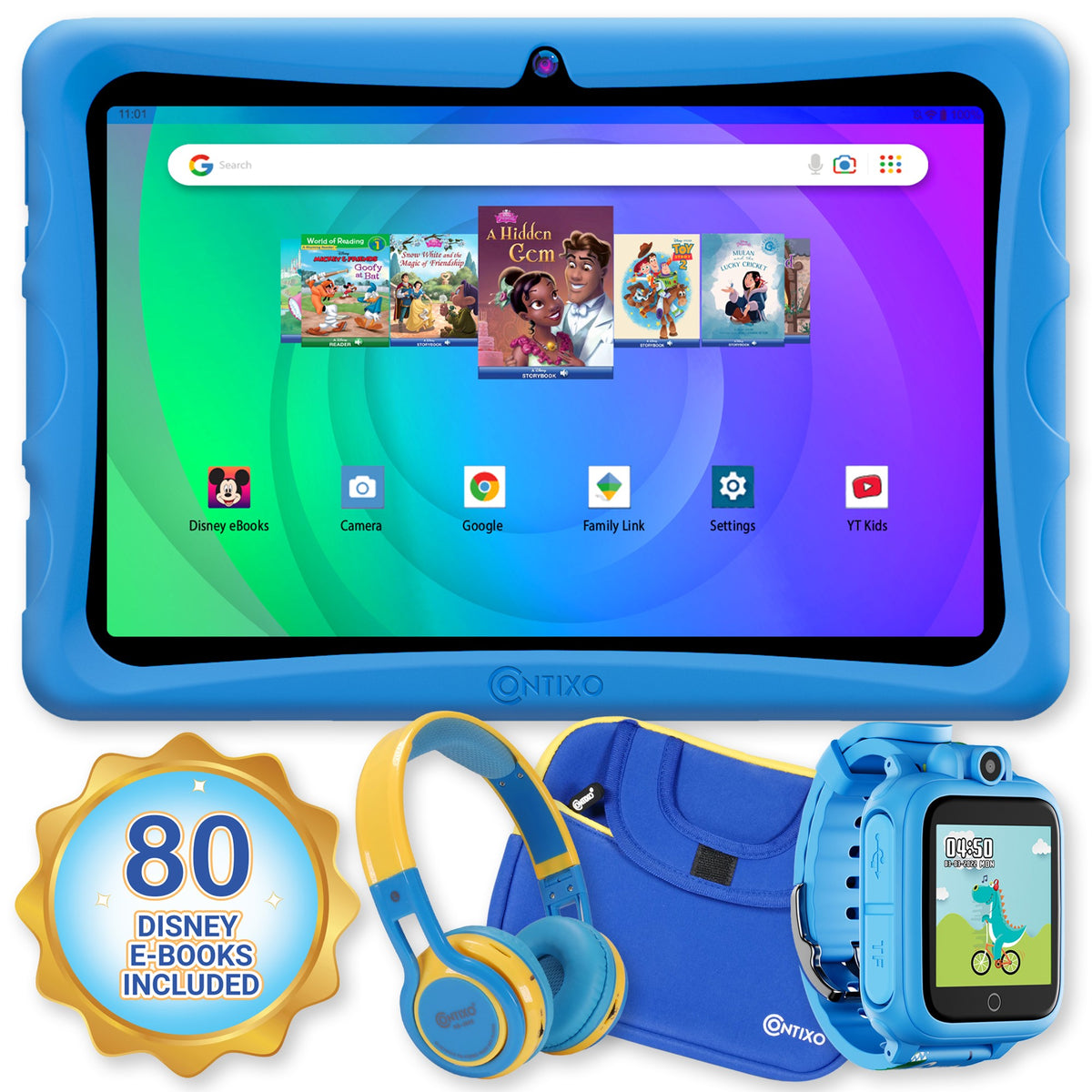 K102 Blue 10" Kids Android 64GB Tablet with Disney E-books and videos - Horizon Bliss