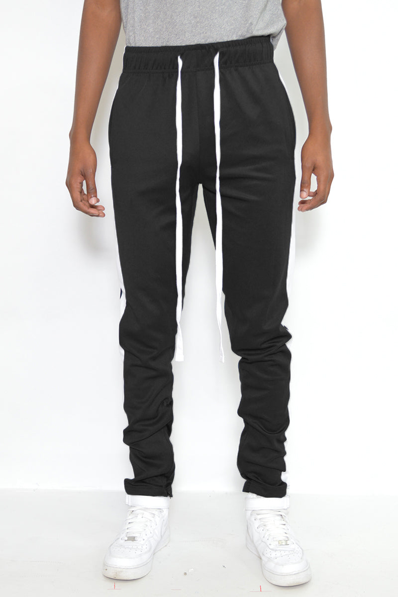 SLIM FIT TRACK PANTS- BLACK/ WHITE - Horizon Bliss