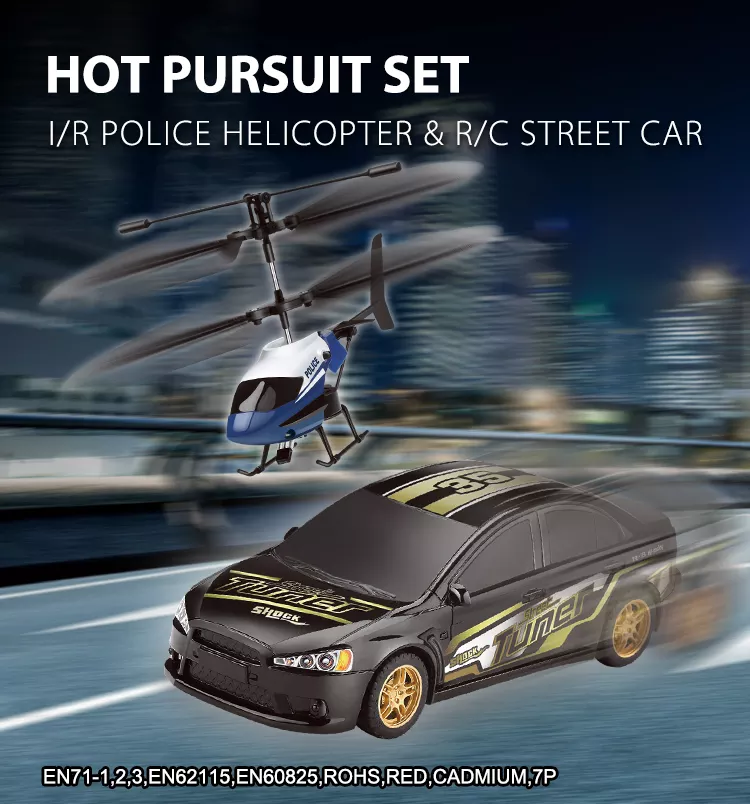 Hot Pursuit Set; I/R Police Helicopter & R/C Street Car - Horizon Bliss