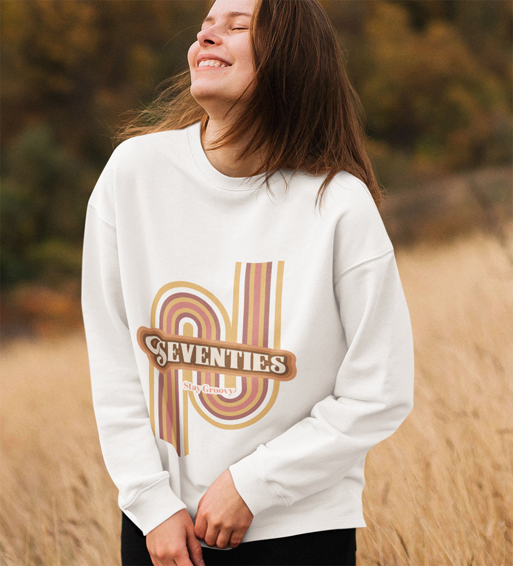 Womens Retro 70's Crewneck Sweatshirt - Horizon Bliss