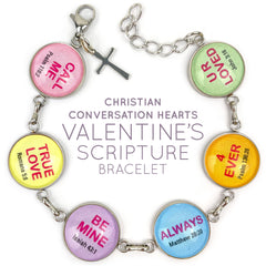 Christian Conversation Hearts Valentine's Scripture Bracelet – Glass - Horizon Bliss