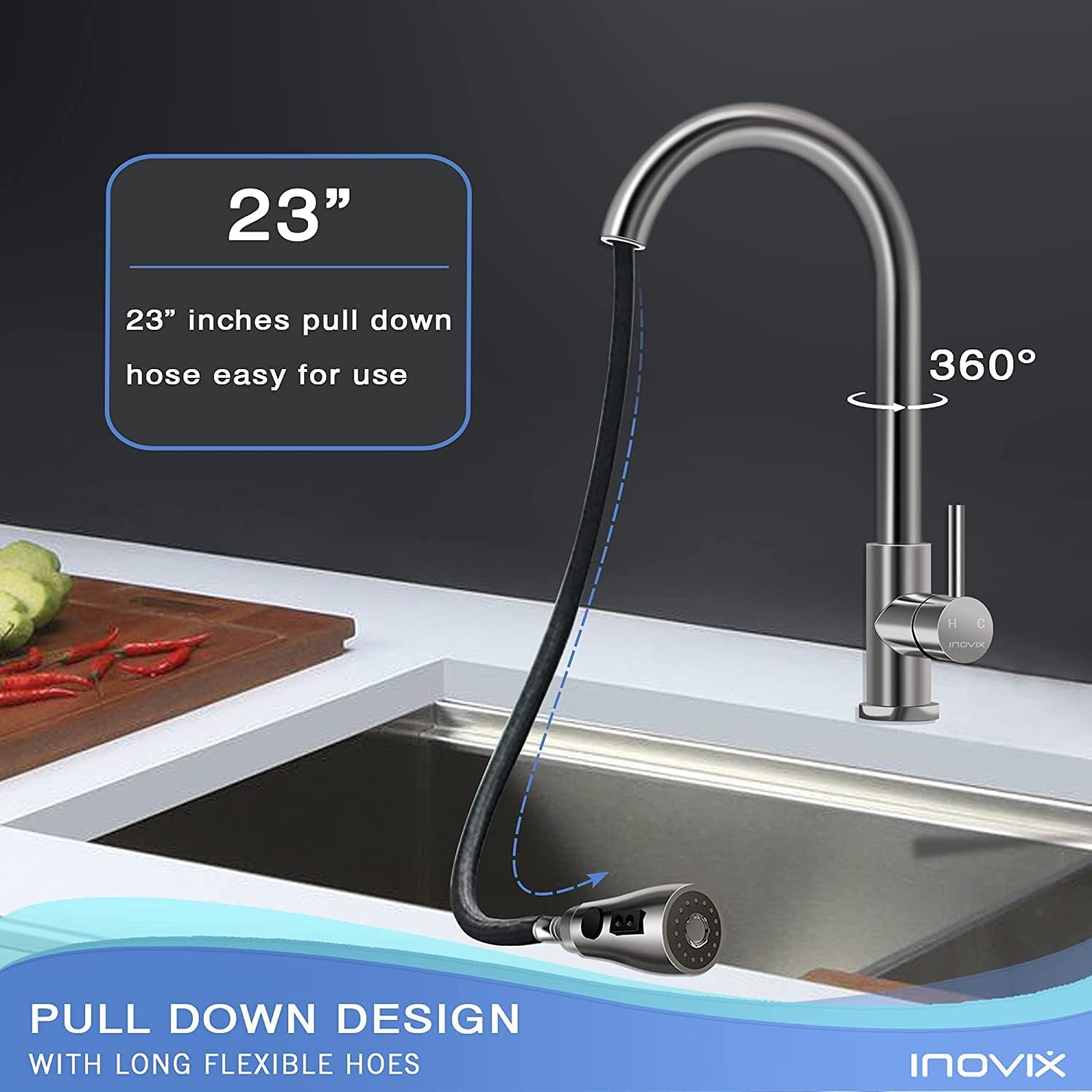 US Pull Down Single Kitchen Faucet