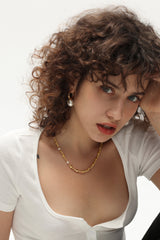 Hexagon Bead Necklace with Natural Pearls - Horizon Bliss