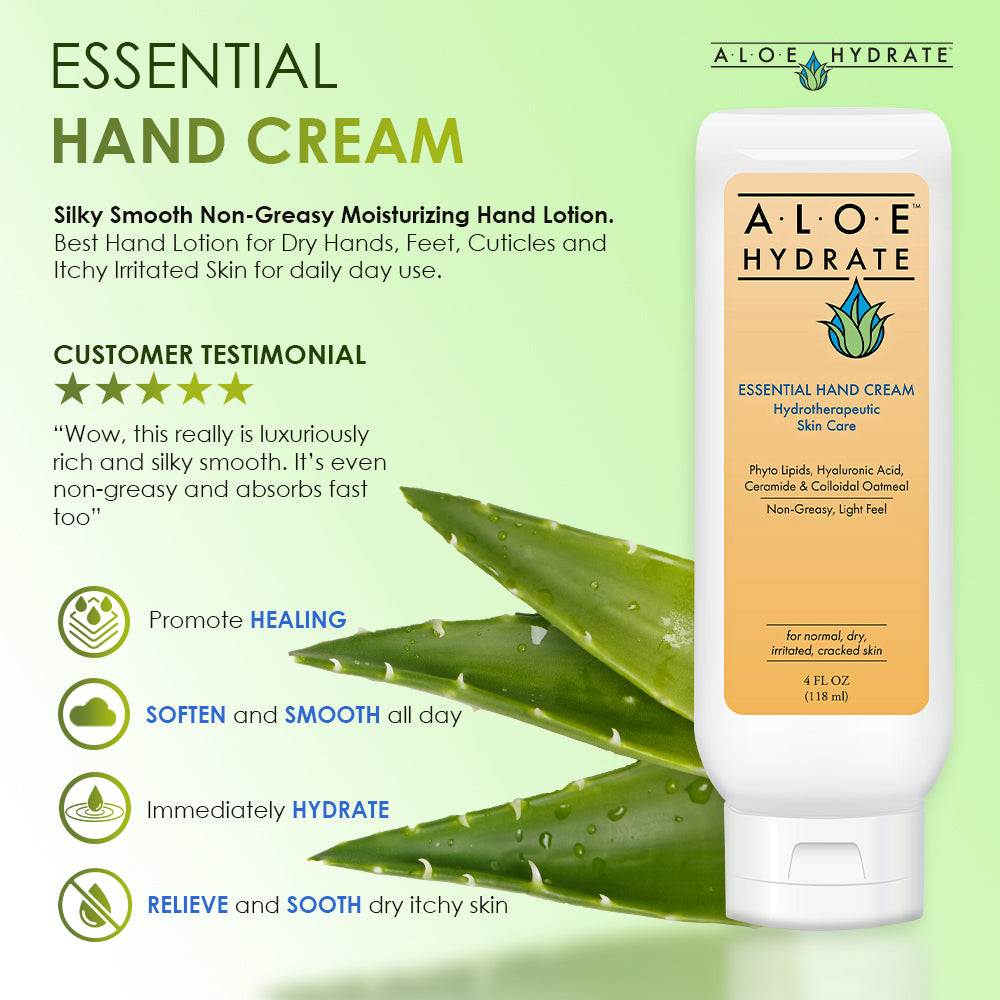 AloeHydrate Essential Hand Cream; Moisturize, Soften, Repair Dry Skin