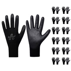 PU-Coated | Safety Work Gloves | Ultra-Light | Black | L | Pack of 12 - Horizon Bliss