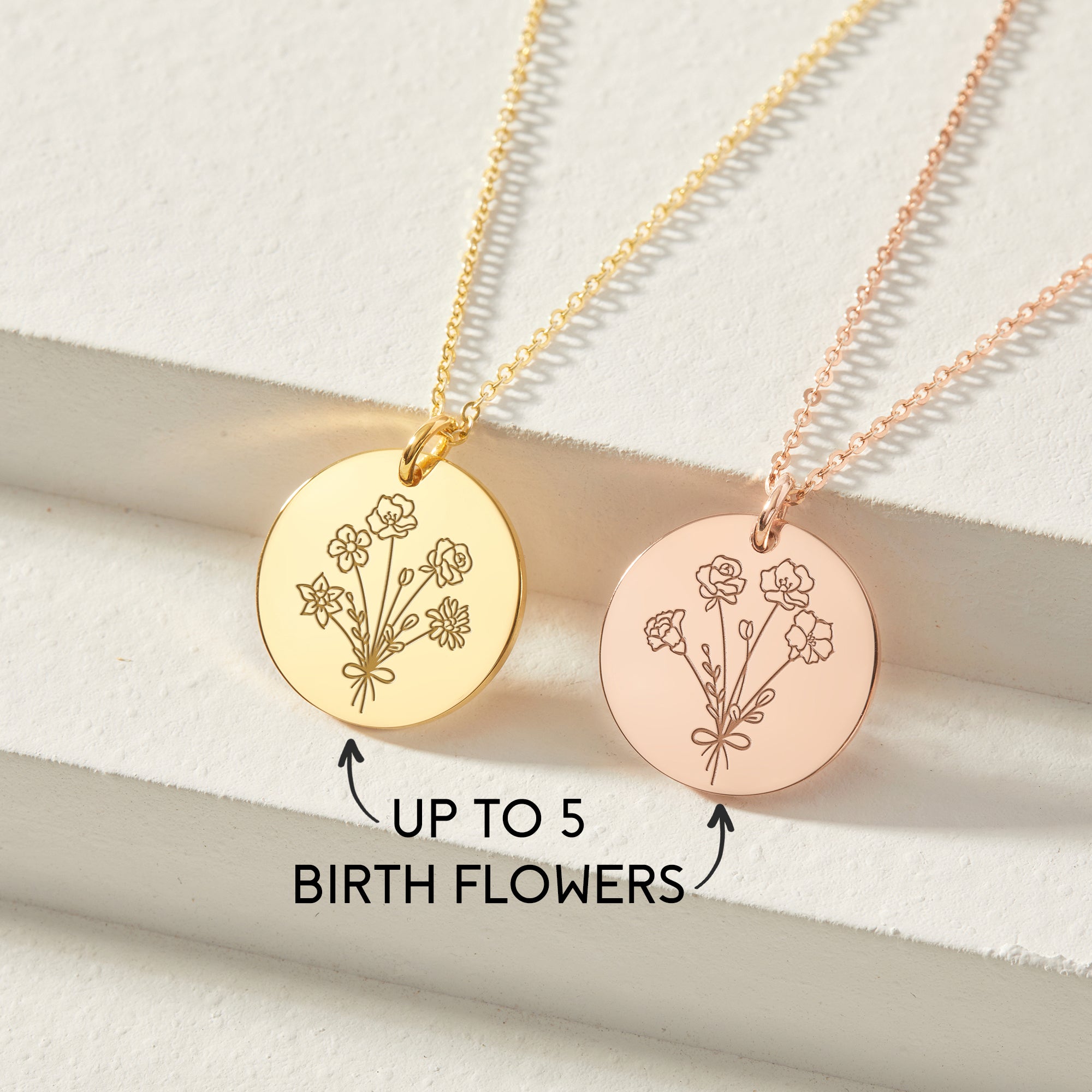 Combined Birth Flower Necklace, Mother Necklace, Birth Flower Jewelry - Horizon Bliss