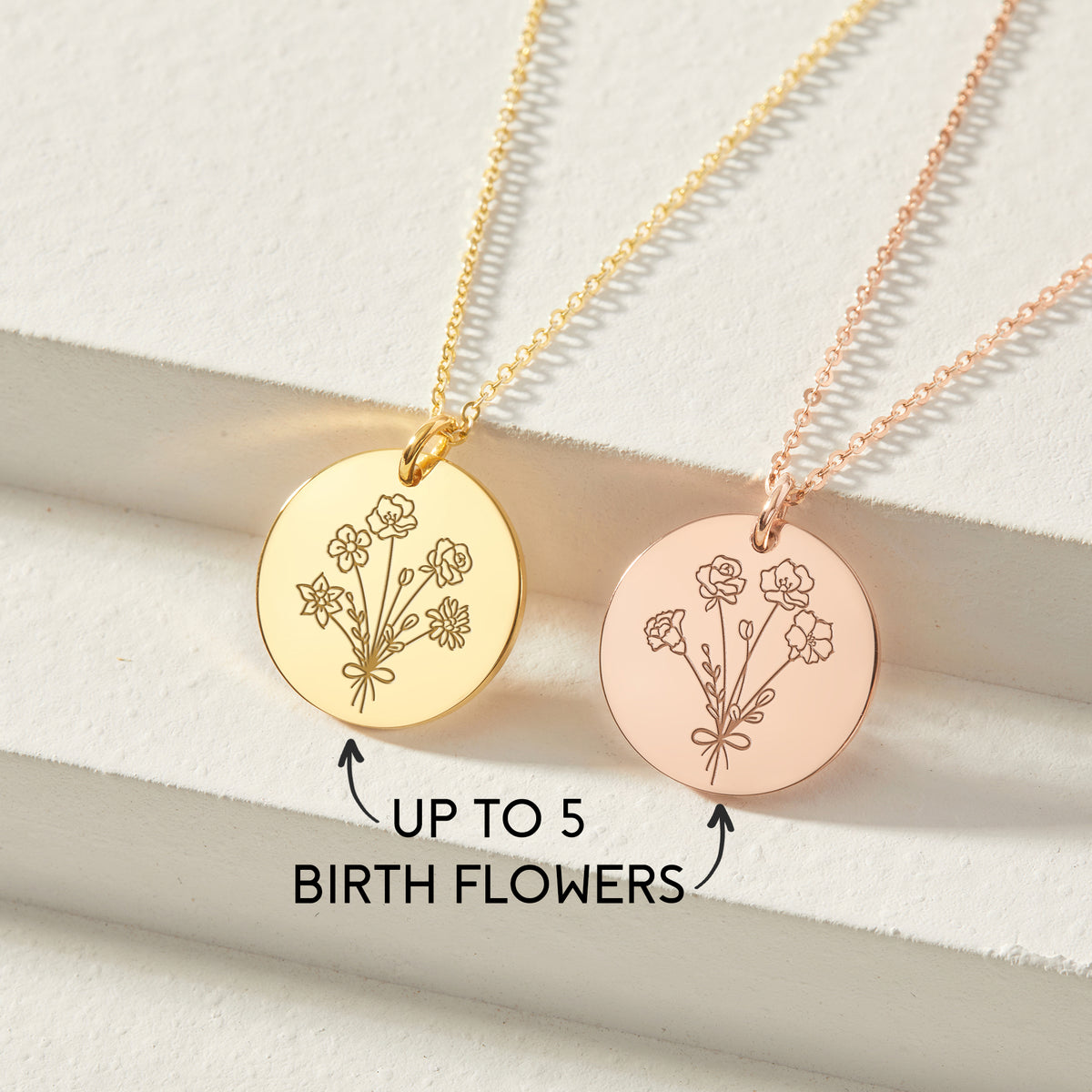 Combined Birth Flower Necklace, Mother Necklace, Birth Flower Jewelry - Horizon Bliss