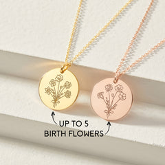 Combined Birth Flower Necklace, Mother Necklace, Birth Flower Jewelry - Horizon Bliss