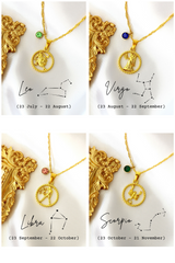 18K Zodiac Sign and Birthstone Necklace - Horizon Bliss