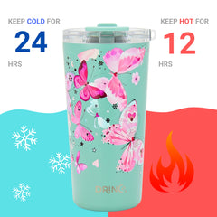 DRINCO® Seattle 20oz Insulated Tumbler Leakproof w/straw-Butterfly