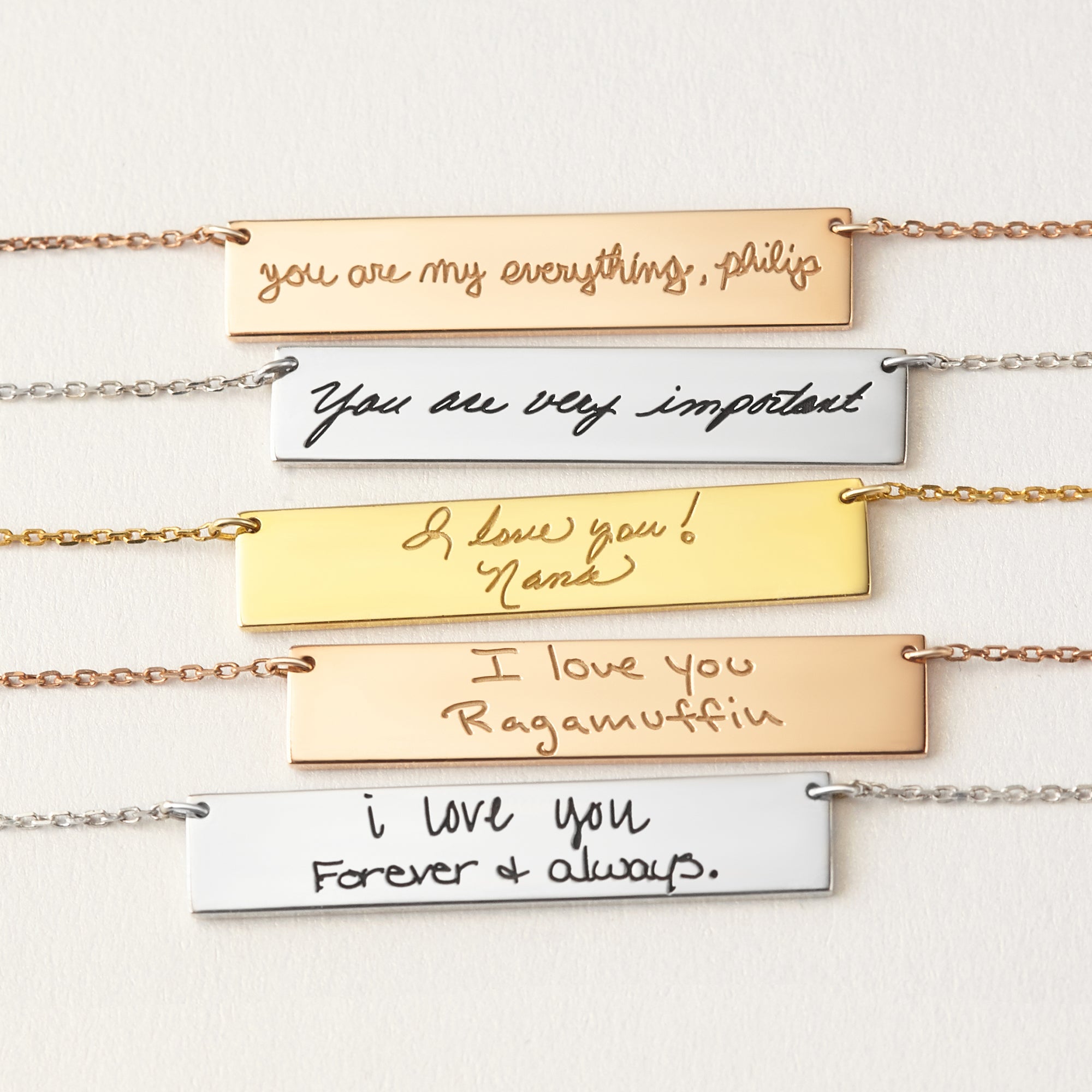 Custom Handwritten Necklace Engraved Handwriting Jewelry - Horizon Bliss