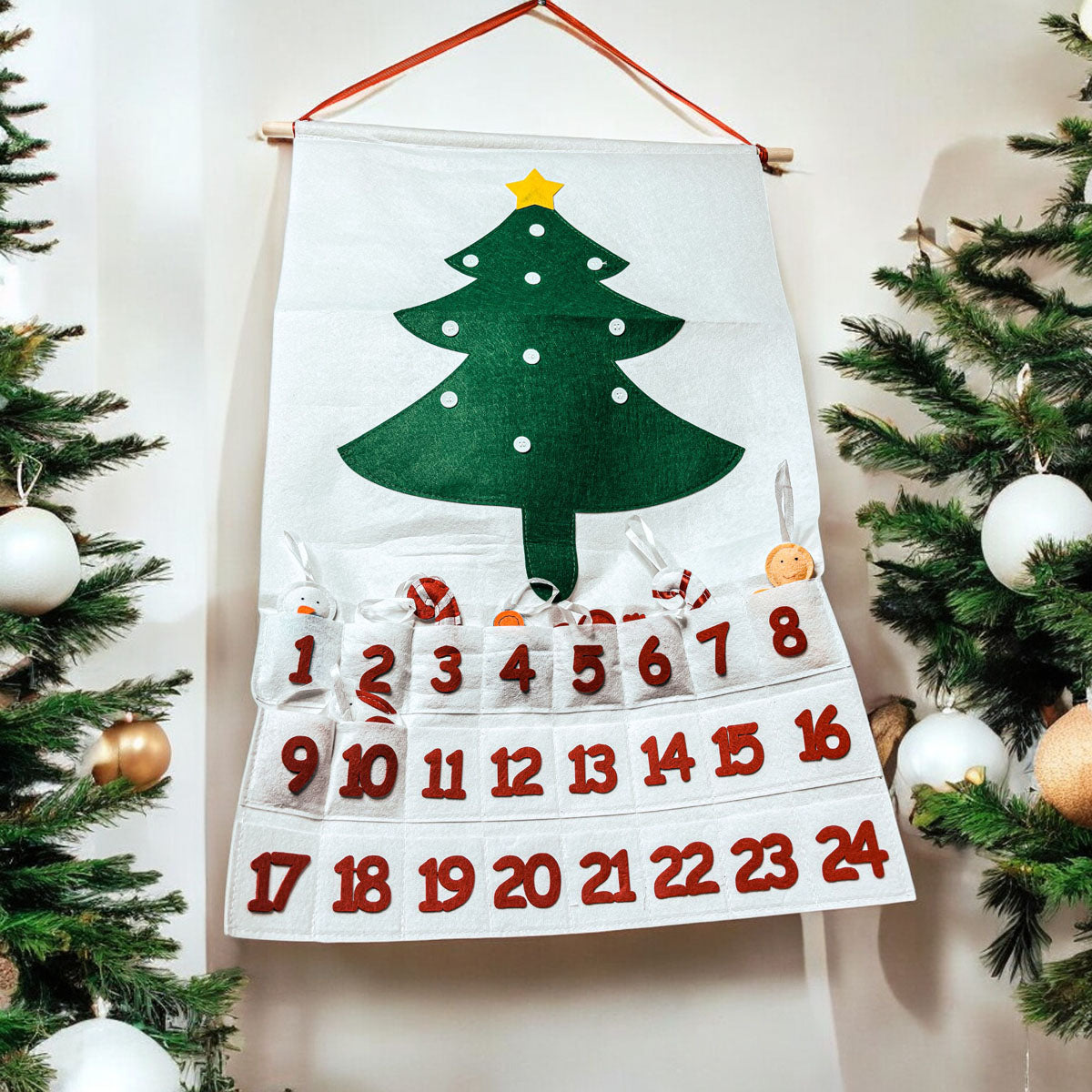 Felt Christmas Advent Calendar & Handmade Cotton Ornaments