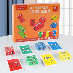 Zunammy Wooden Expressions Matching Block Puzzles Toy Board Games