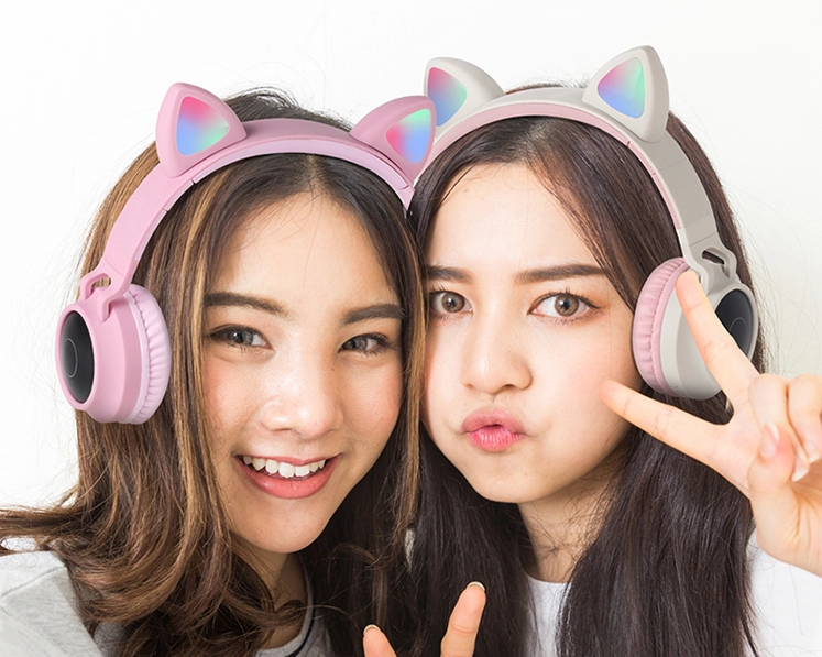 Foldable Super bass cat ear bluetooth wireless headphones