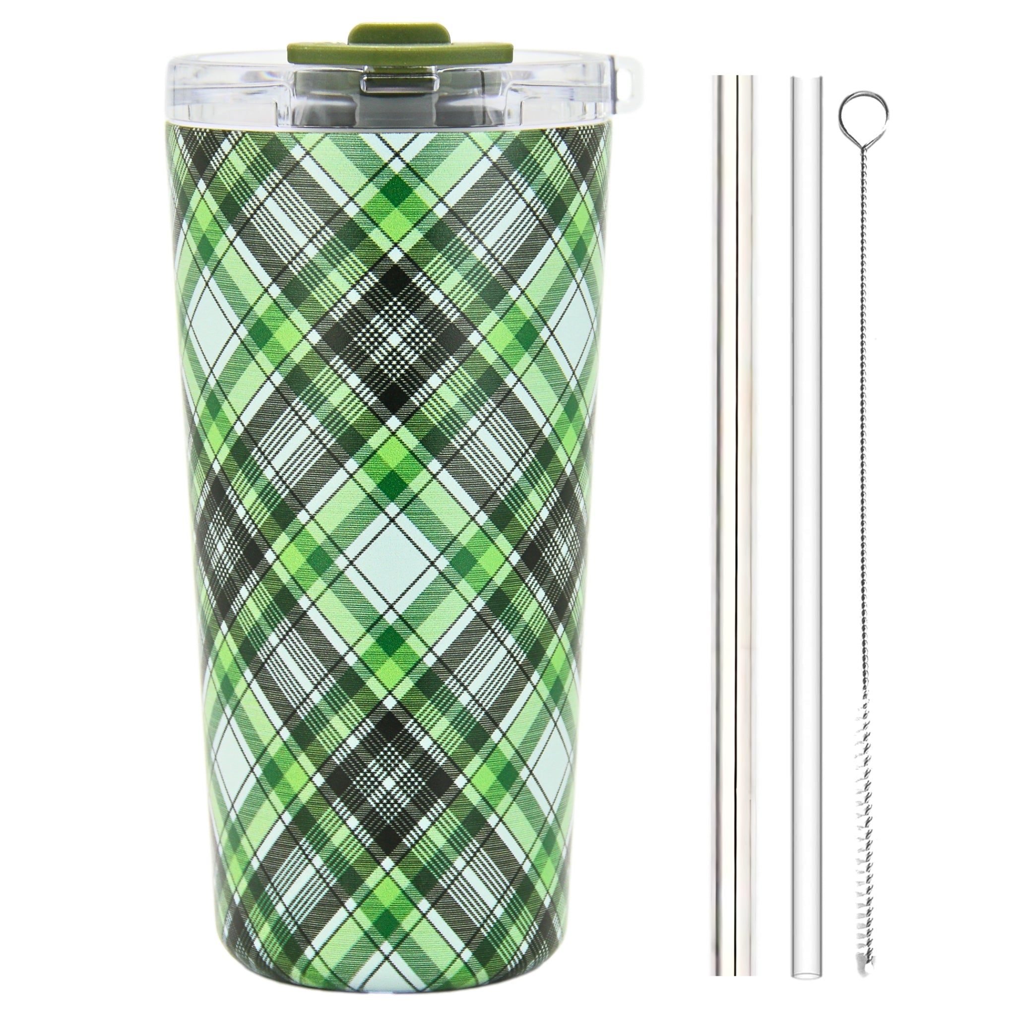 DRINCO® Seattle 20oz Insulated Tumbler Leakproof w/straw-Ireland Plaid