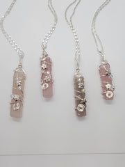 Rose Quartz Floral Pendant Boho Necklace - Horizon Bliss