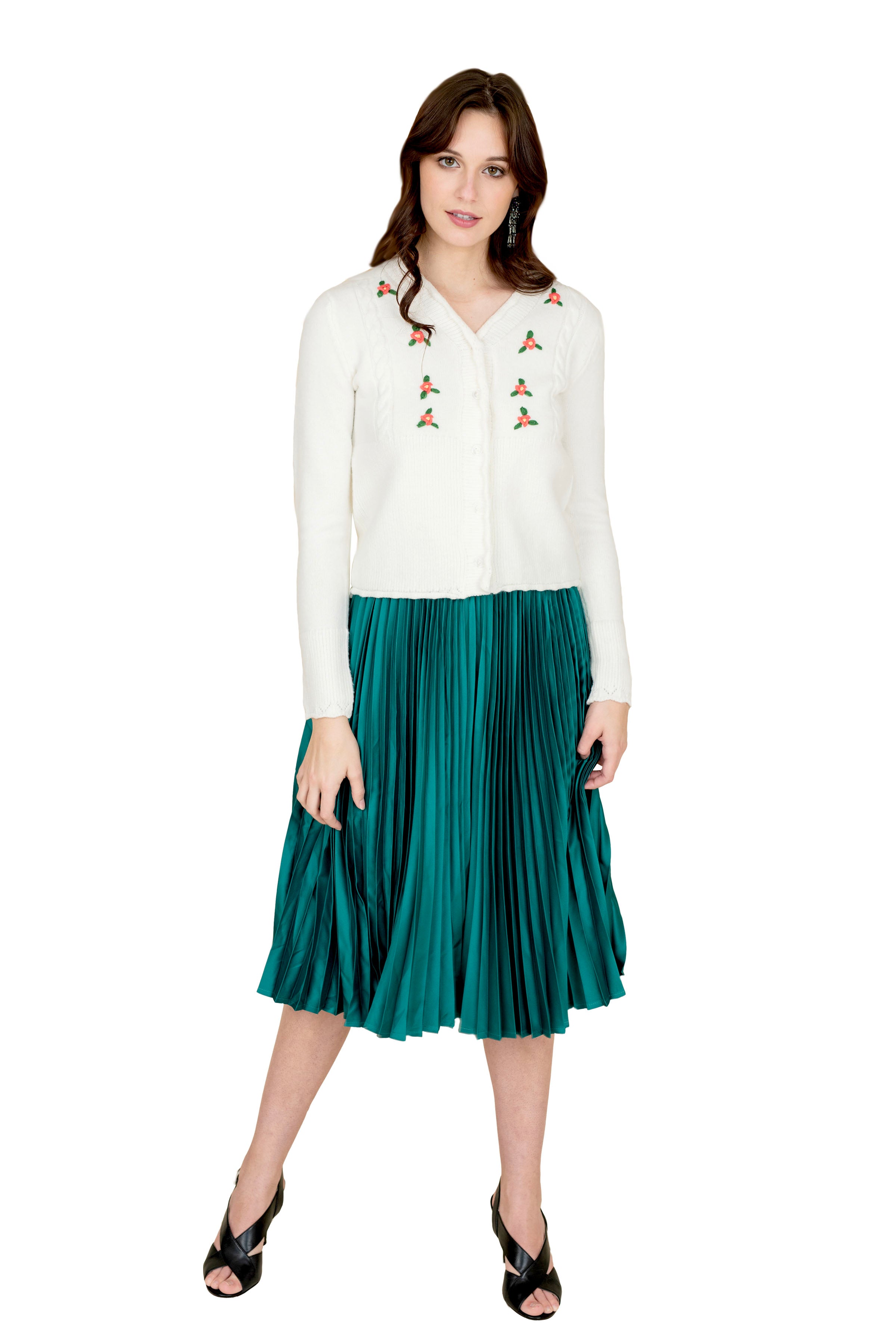 Emerald Green Pleated Skirt - Horizon Bliss