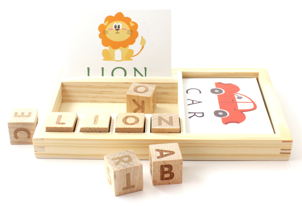 Wooden English Word Learning Cardboard Toys Games Educational