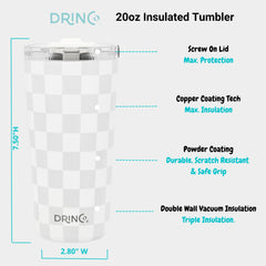 DRINCO® Seattle 20oz Insulated Tumbler Leakproof w/straw-Checker