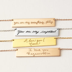 Custom Handwritten Necklace Engraved Handwriting Jewelry - Horizon Bliss