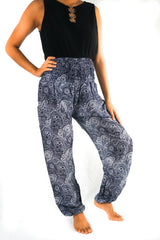 Black Paisley Pants Women Boho Pants Hippie Pants Yoga - Horizon Bliss