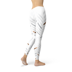 Womens White Stripes Leggings - Horizon Bliss