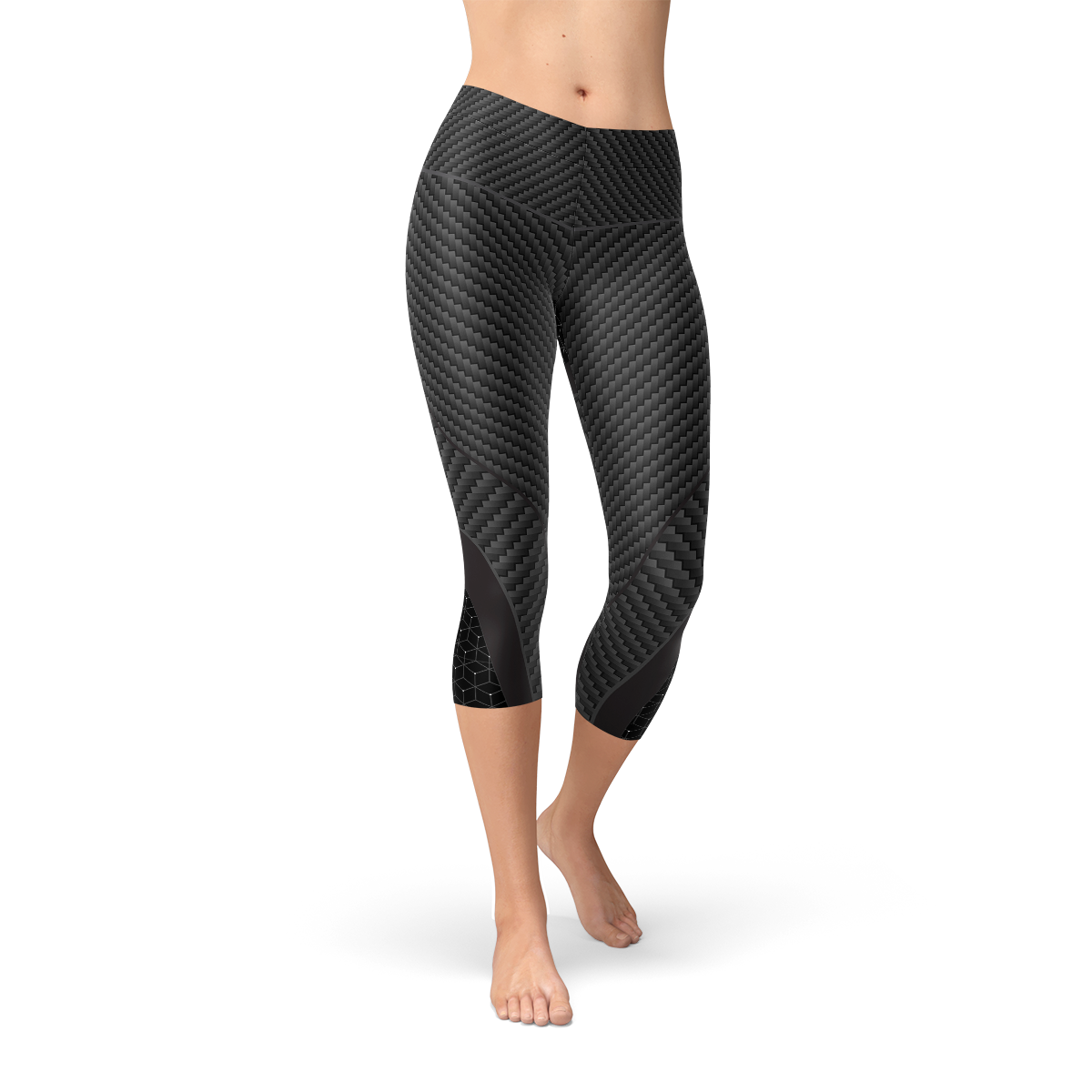 Womens Carbon Fiber Sports Capri Leggings