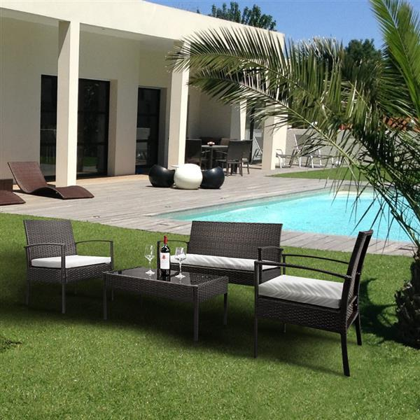 4PCS Rattan Patio Furniture Set - Horizon Bliss