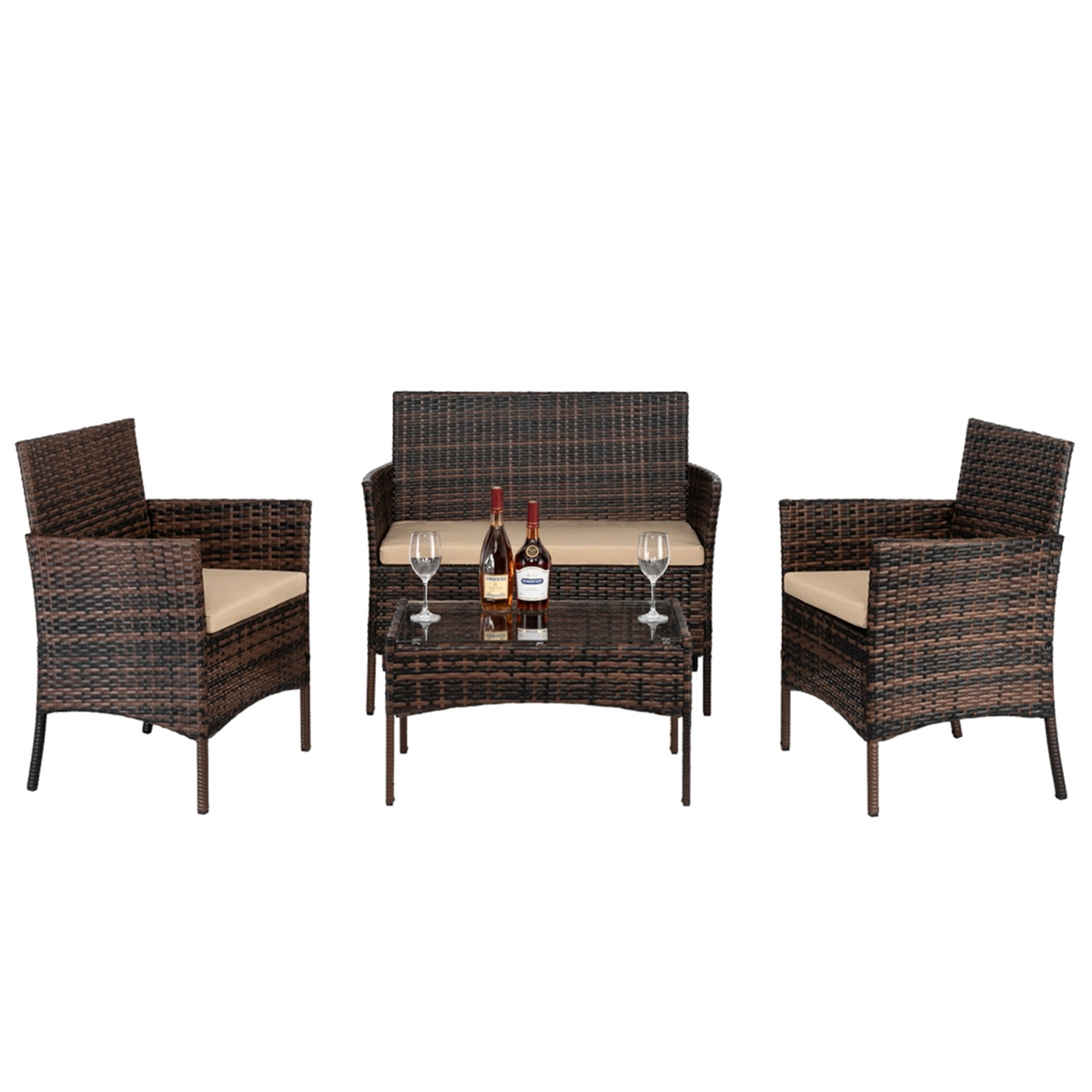 3pcs Coffee Table Rattan Sofa Set - Horizon Bliss