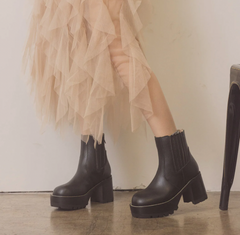 The Allison Midnight Chunky Platform Paneled Boots - Horizon Bliss