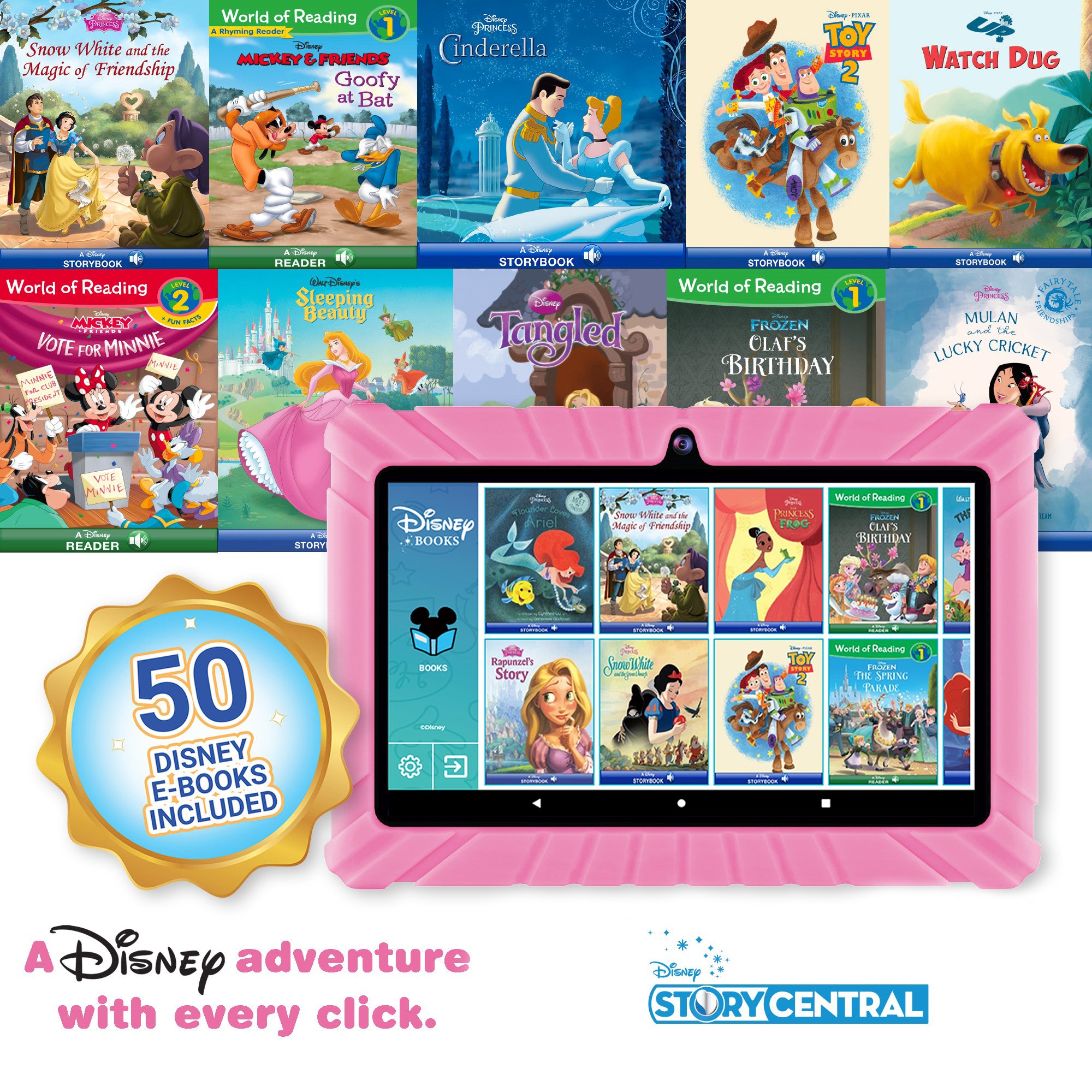 Contixo 7” V8-2 Pink 32GB Kids Tablet Featuring 50 Disney eBooks - Horizon Bliss