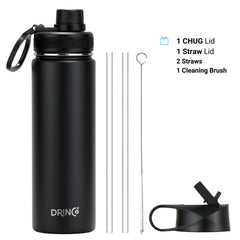 DRINCO® 22oz Stainless Steel Sport Water Bottle - Black