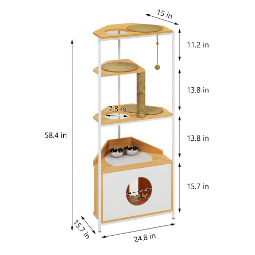 Cat Condo with Feeding Station and Climbing Platforms,